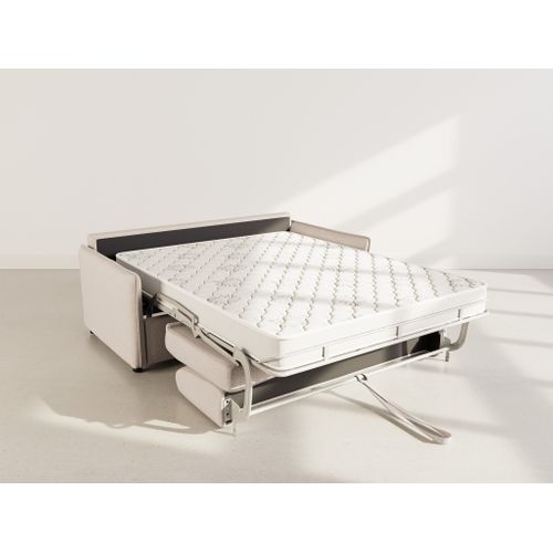 Canapé Droit Convertible 3 Places Adele En Tissu Texturé Beige