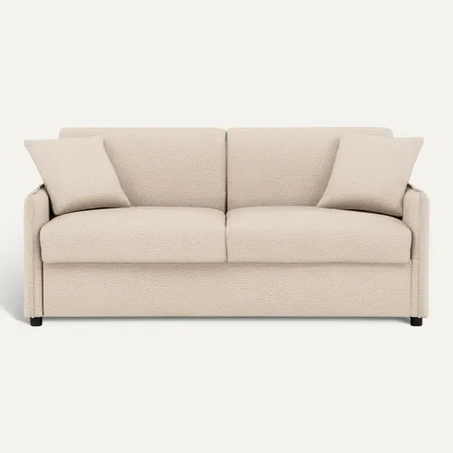 Canapé Droit Convertible 3 Places Adele En Tissu Texturé Beige