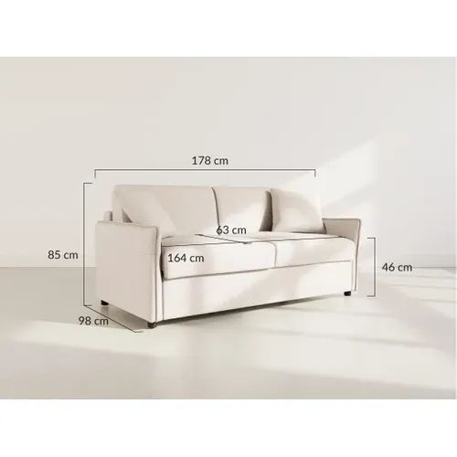 Canapé Droit Convertible 3 Places Adele En Tissu Texturé Beige