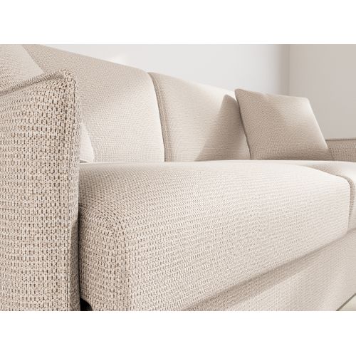 Canapé Droit Convertible 3 Places Adele En Tissu Texturé Beige