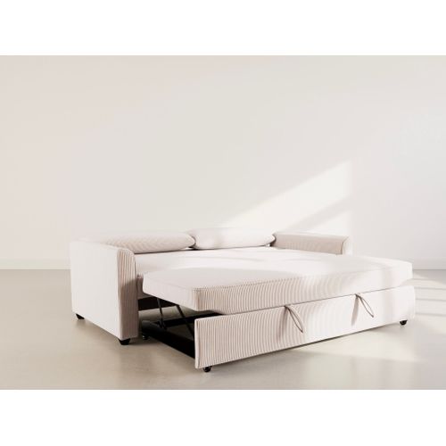 Canapé  Convertible 3 Places Ernest En Velours Côtelé Beige