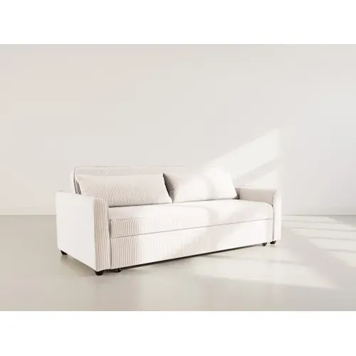 Canapé  Convertible 3 Places Ernest En Velours Côtelé Beige