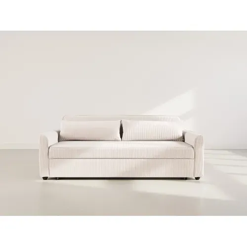 Canapé  Convertible 3 Places Ernest En Velours Côtelé Beige