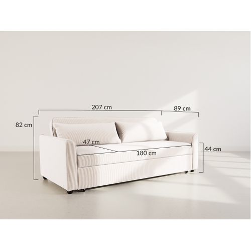 Canapé  Convertible 3 Places Ernest En Velours Côtelé Beige