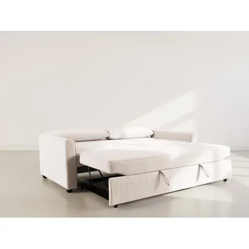 Canapé  Convertible 3 Places Ernest En Velours Côtelé Beige