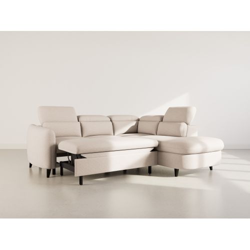 Canapé Angle Droit Convertible 5 Places Opaline En Tissu Texturé Beige