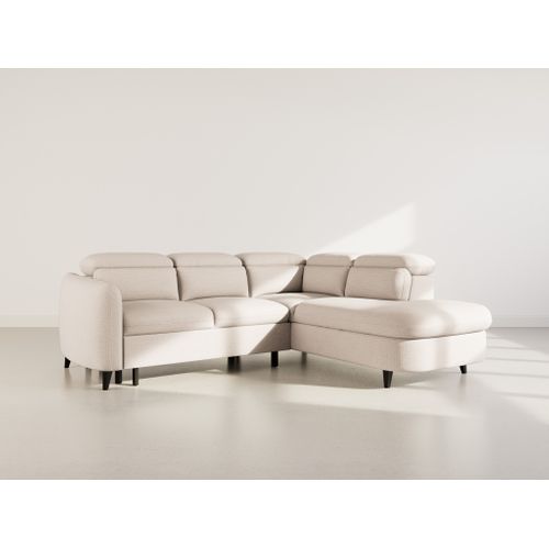 Canapé Angle Droit Convertible 5 Places Opaline En Tissu Texturé Beige