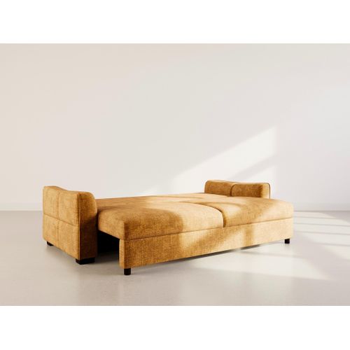 Canapé Droit Convertible 3 Places Anatole En Velours Texturé Jaune