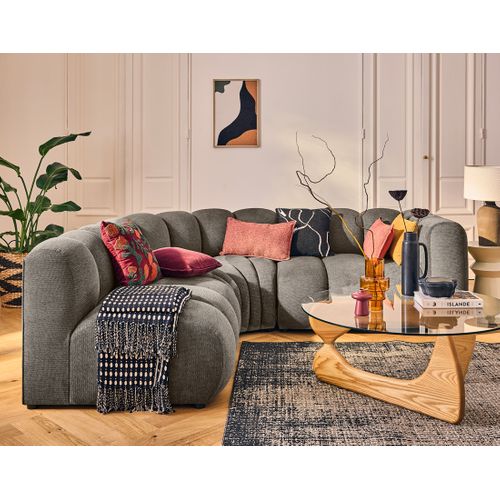 Debbie - Canapé Modulable D'angle Gauche 4 Places Avec Accoudoir En Tissu Texturé