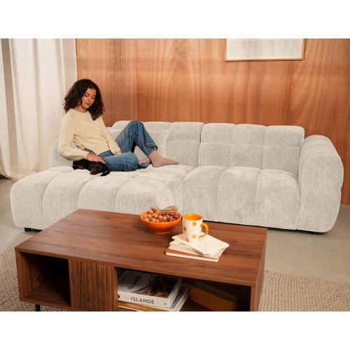 Mini Ray - Canapé D'angle Gauche 4 Places En Tissu Texturé