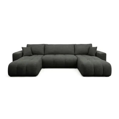 Nicole - Canapé Panoramique 7 Places Convertible En Tissu Gris Anthracite