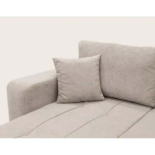 Nicole - Canapé Panoramique 7 Places Convertible Avec Coffre En Tissu Taupe