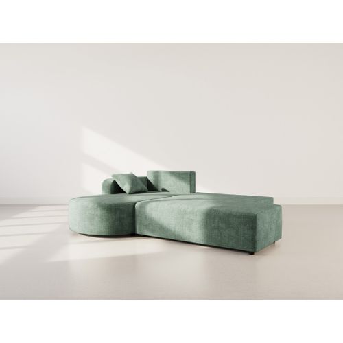 Canapé Angle Gauche Convertible 4 Places Miro En Velours Texturé Vert