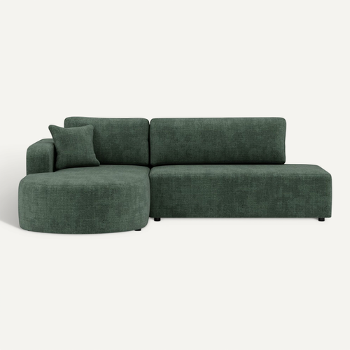 Canapé Angle Gauche Convertible 4 Places Miro En Velours Texturé Vert