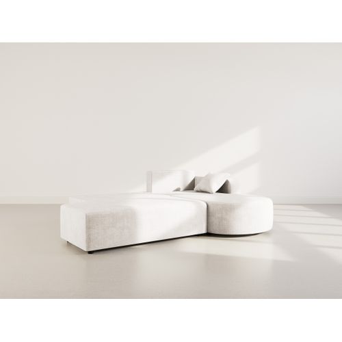 Canapé Angle Droit Convertible 4 Places Miro En Velours Texturé Beige