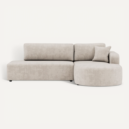 Canapé Angle Droit Convertible 4 Places Miro En Velours Texturé Beige