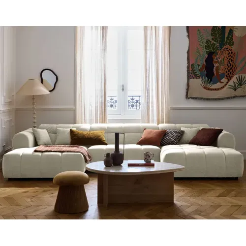 Ray - Canapé Panoramique En U 7 Places En Tissu Texturé