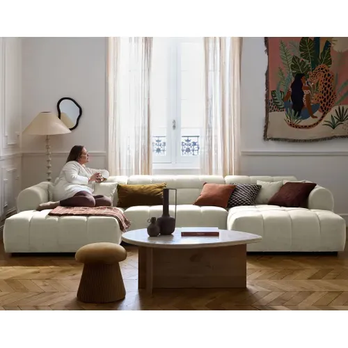 Ray - Canapé Panoramique En U 7 Places En Tissu Texturé