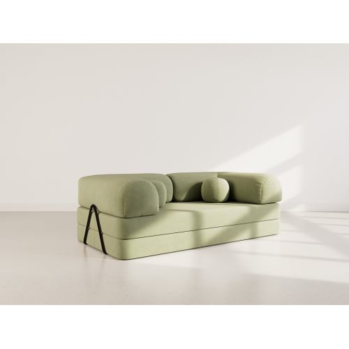 Canapé Droit Convertible 3 Places Nebula En Velours Texturé Vert Sauge