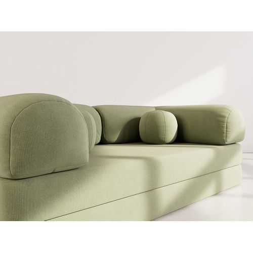 Canapé Droit Convertible 3 Places Nebula En Velours Texturé Vert Sauge