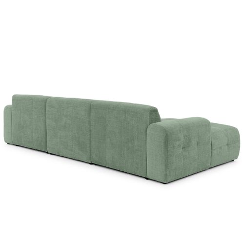 Diane - Canapé Panoramique En U 6 Places En Velours Texturé - Vert Sauge