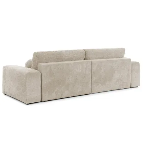 Canapé Angle Réversible Convertible 4 Places Constance En Velours Texturé Beige