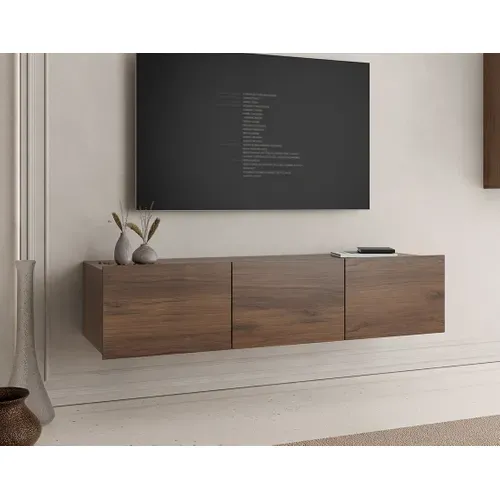Meuble TV Modulable 150 Cm 3 Portes Alix Effet Noyer