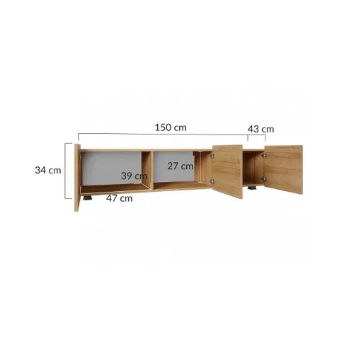 Meuble TV Modulable 150 Cm 3 Portes Alix Effet Noyer