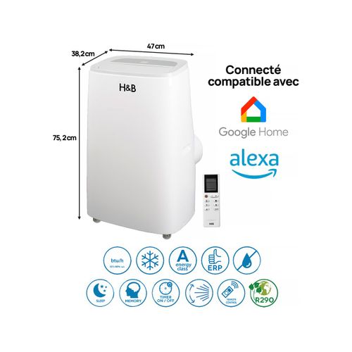 Climatiseur Mobile Wifi Déshumidificateur 15000 Btu - 4500w - Avec Filtre Antibactérien