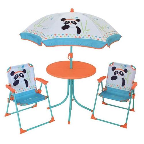 Set De Jardin Panda 4 Pièces 2 Chaise Table Et Parasol