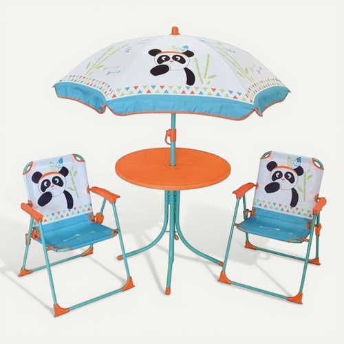 Set De Jardin Panda 4 Pièces 2 Chaise Table Et Parasol