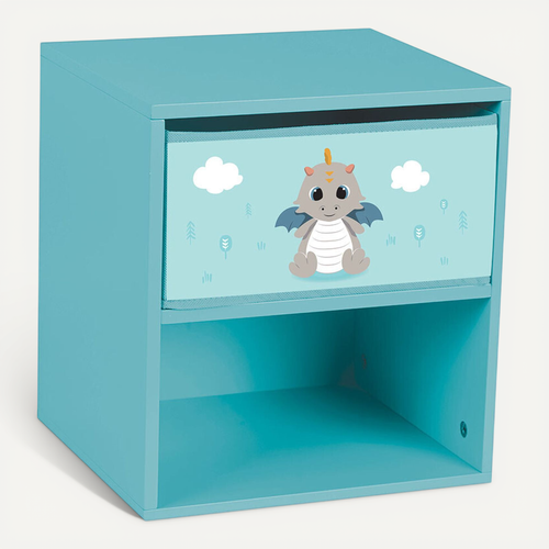 Table De Chevet Léon Le Dragon Pour Enfant Avec Tiroir H.36 X L.33 X P.30 Cm
