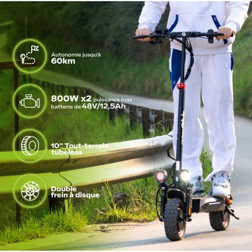 Trottinette Électrique Ecross Duo – Autonomie De 60 Km, Double Moteur