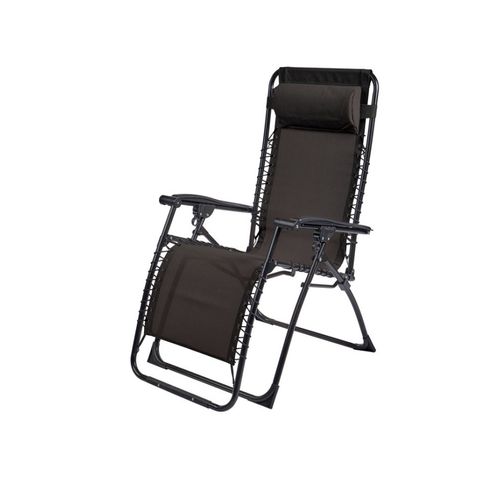 Lot De 2 Fauteuils Relax En Acier - Pliant - Gris Anthracite - Palavas
