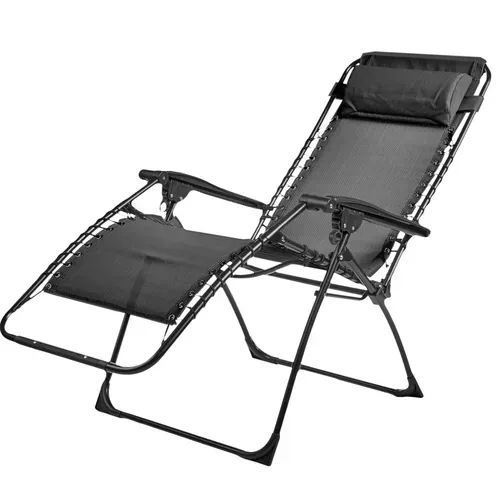 Lot De 2 Fauteuils Relax En Acier - Pliant - Gris Anthracite - Palavas