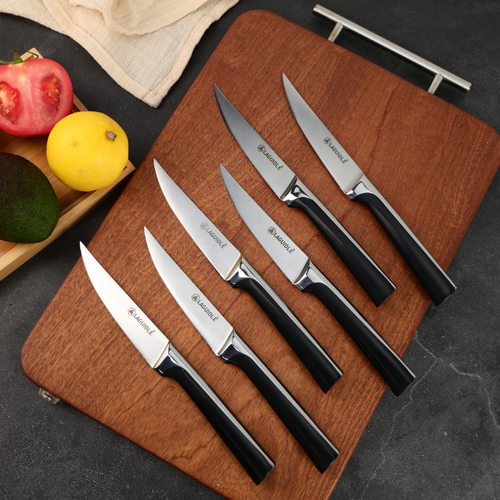 Set De 6 Couteaux à Steak En Acier Noir  - "scintibois"