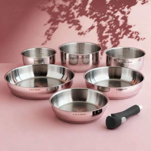 Set 7 Pièces Casseroles et Poêles Amovibles Inox 18/8 Induction