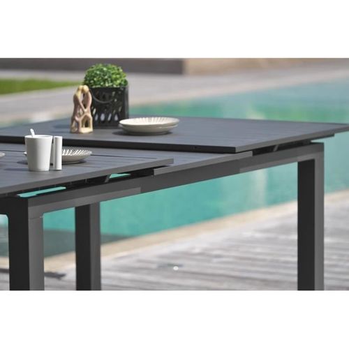 Table De Jardin Rectangulaire Extensible - Anthracite - Aluminium - 10 Pers - 180/240x100 Cm - Miami