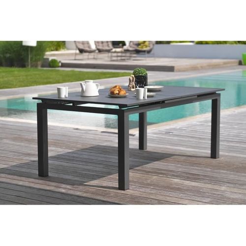 Table De Jardin Rectangulaire Extensible - Anthracite - Aluminium - 10 Pers - 180/240x100 Cm - Miami