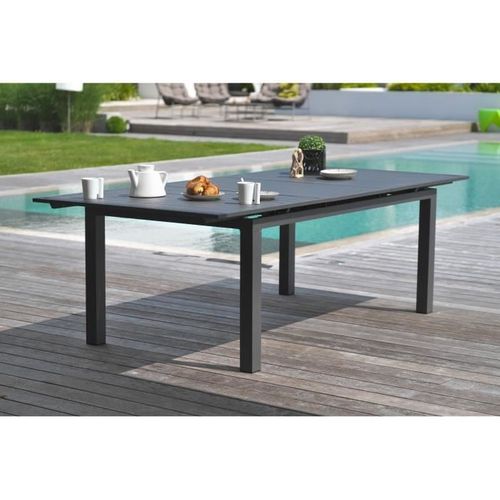 Table De Jardin Rectangulaire Extensible - Anthracite - Aluminium - 10 Pers - 180/240x100 Cm - Miami