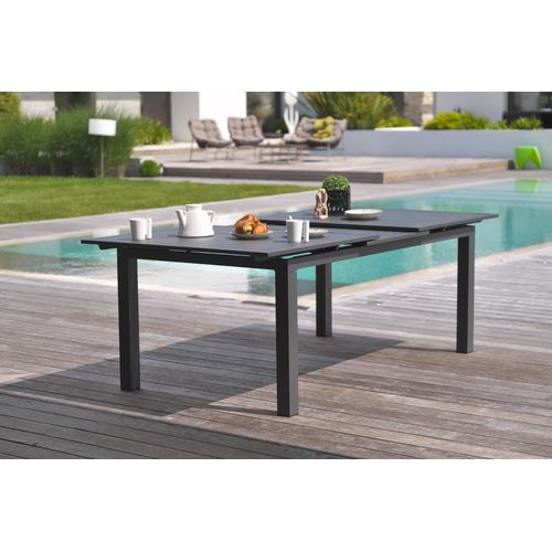 Table De Jardin Rectangulaire Extensible - Anthracite - Aluminium - 10 Pers - 180/240x100 Cm - Miami