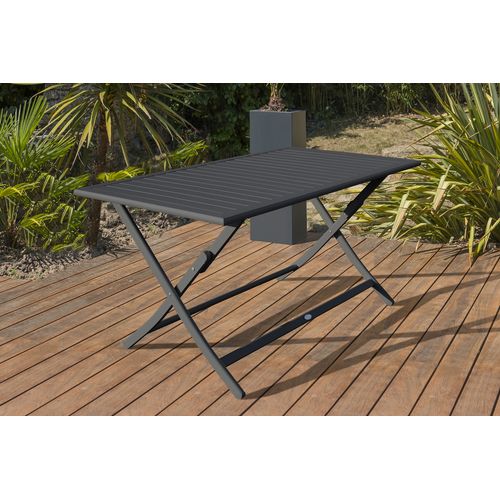 Table De Jardin Pliante En Aluminium - Gris Anthracite - Marius