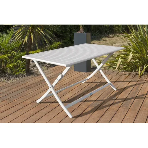 Table De Jardin Pliante En Aluminium - Gris Clair - Marius