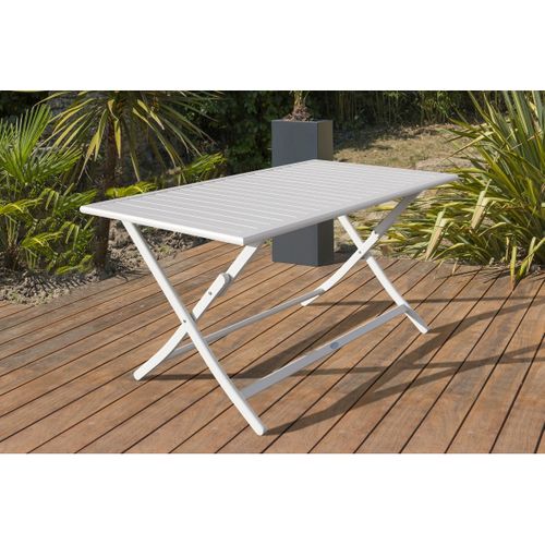 Table De Jardin Pliante En Aluminium - Gris Clair - Marius