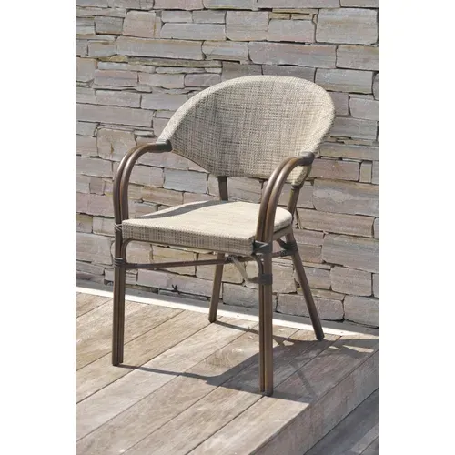 Fauteuil De Jardin Empilable En Aluminium Et Textilène - Marron - Ushuaia