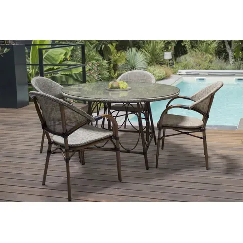 Fauteuil De Jardin Empilable En Aluminium Et Textilène - Marron - Ushuaia