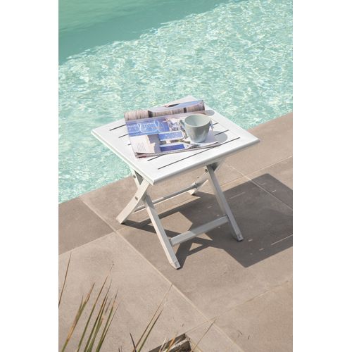 Table Basse De Jardin Pliante En Aluminium - Blanc - Marius