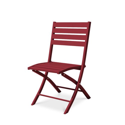 Chaise De Jardin Pliante En Aluminium - Rouge Carmin - Marius