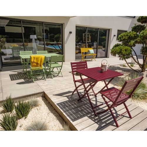 Chaise De Jardin Pliante En Aluminium - Rouge Carmin - Marius