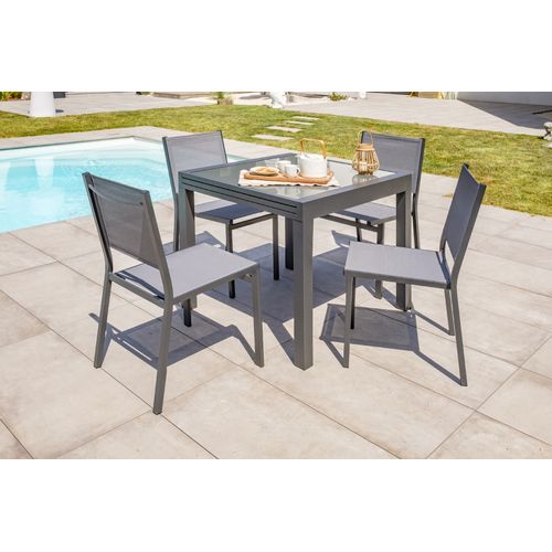 Chaise De Jardin Empilable En Alu Toile Plastifiéee - Gris Anthracite - Tolede